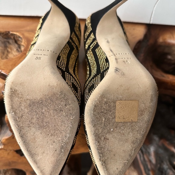 Brian Atwood Black and Gold Heels